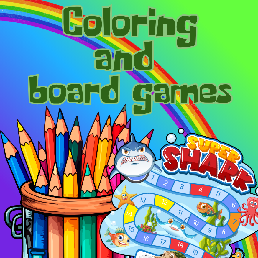 **休日プログラム**　　　ぬりえとボードゲーム